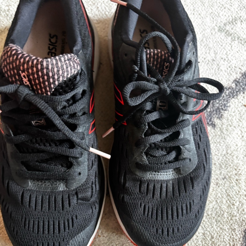 black and orange Asics worn once